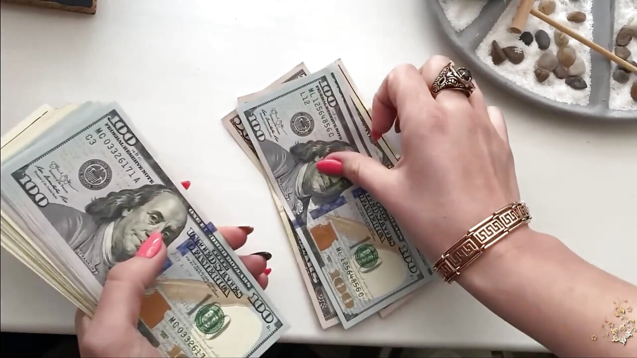 ASMR rustling of dollar bills in my beautiful manicured hands & humiliation!