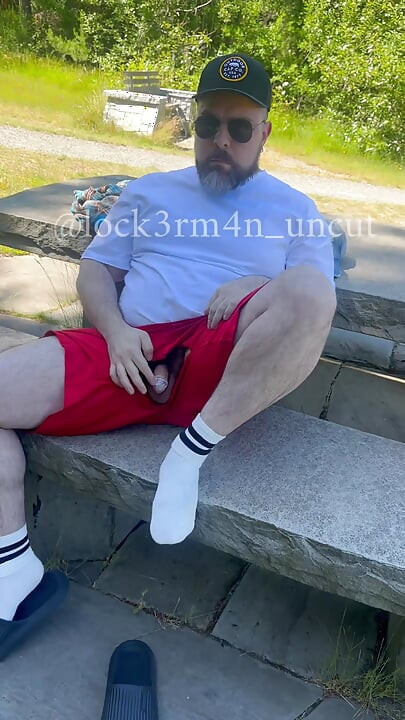 Airing out my smegma cock outdoors