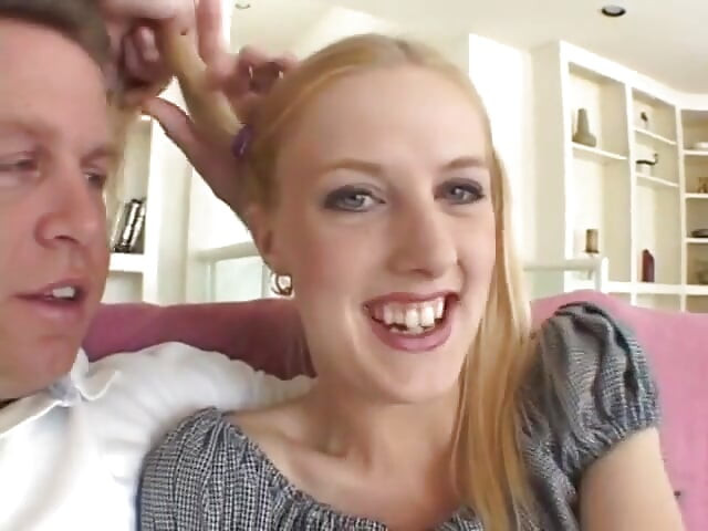 Blonde teen takes his meat up her tight pink ass