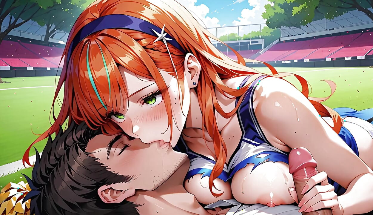 बड़े स्तन वाली जिंजर चीयर लीडर इसे हर छेद में लेती है