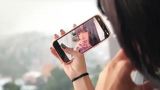 LOOK AT THE LANDSCAPE! WHILE ADMIRING THE LANDSCAPE, HIS GIRLFRIEND PUT HER SLIMY FINGERS IN IT