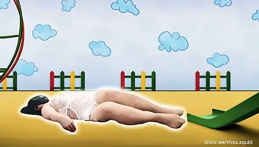 Miss Squid Exercises in White Lingerie