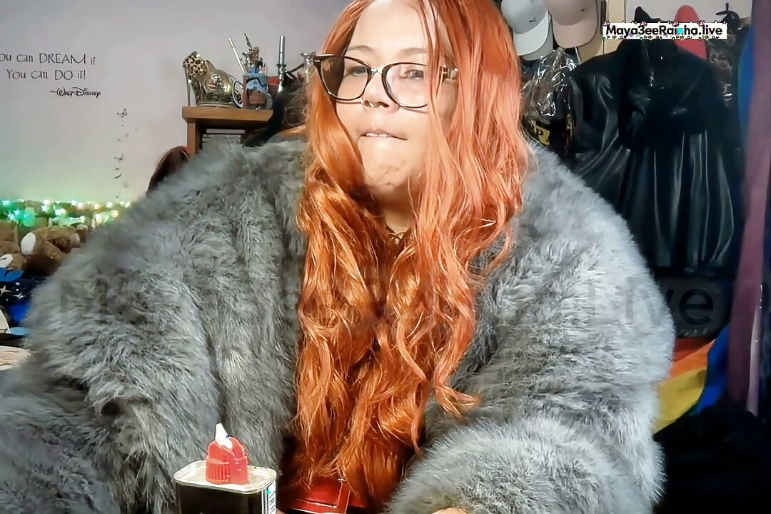 Smoking Brazilian Saggy Tits Redhead Goddess in Fur and Latex - Dancing to My Music