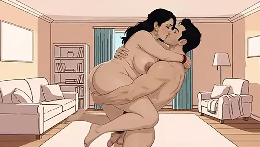 Hot wife is having sex with her husband animation video with English audio
