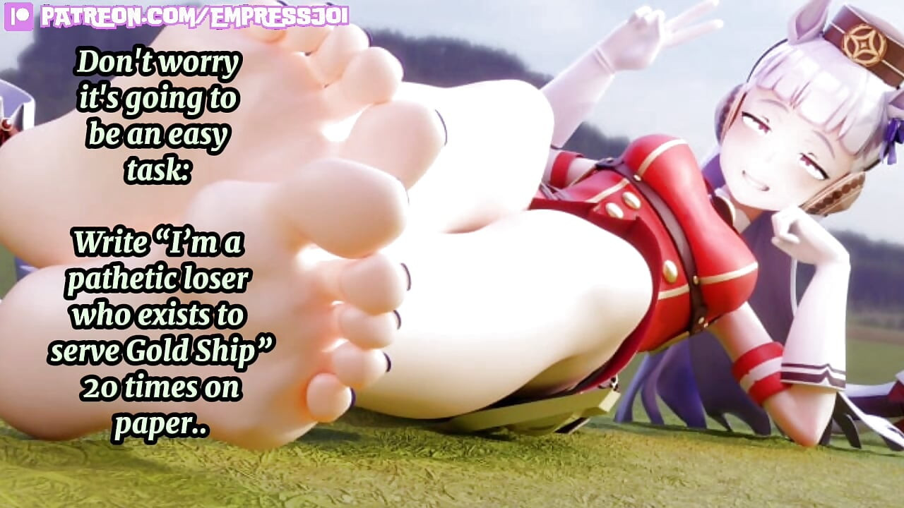 Femdom Hentai JOI: Humiliated By Gold Ship And Her Feet