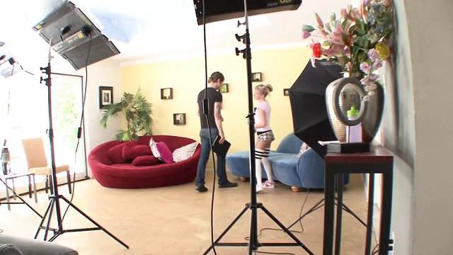 Horny stud gets a BJ then bangs a cute babe on the couch