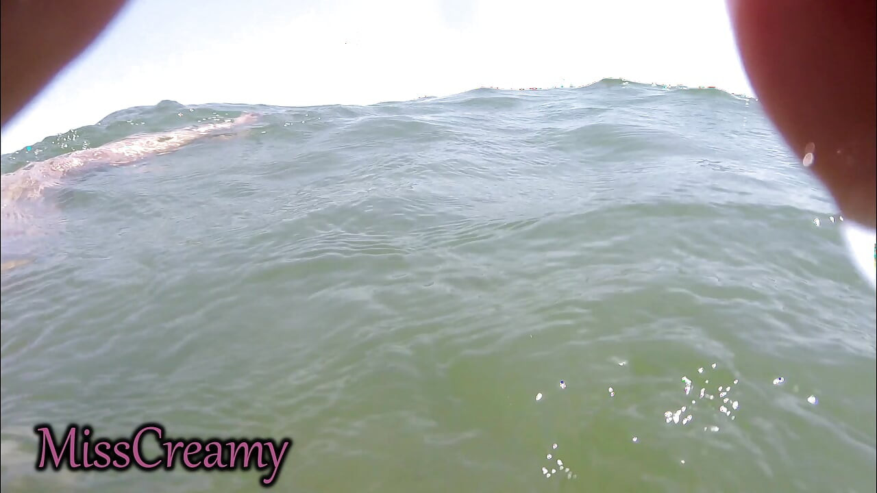 We Got Caught! My Teacher Handjobs My Cock Underwater on Nude Beach Public Sex