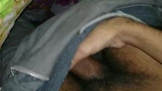 Just Playing with my hard cock under blanket late night