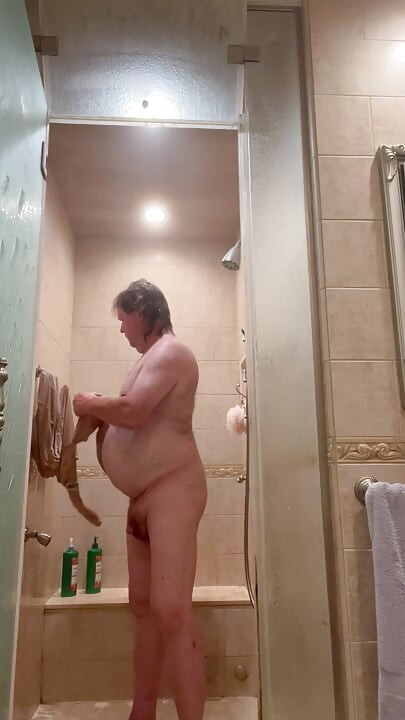 Shower with Wife’s underwear and bra
