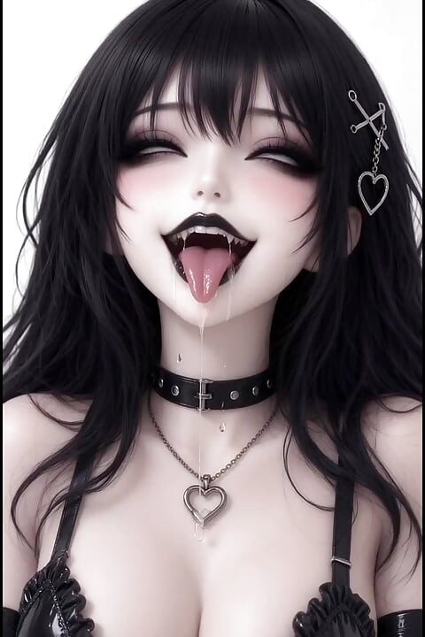 Hot 3d anime goth baddie palcówka w białej przestrzeni