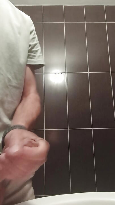 Solo masturbate in public toilet