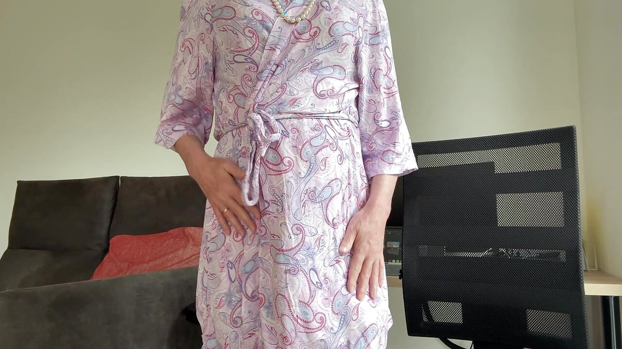 In a dressing gown and negligee