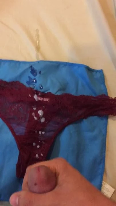 Another cum on my Wife red Thong