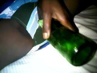 My African Girlfriend - beer bottle in pussy