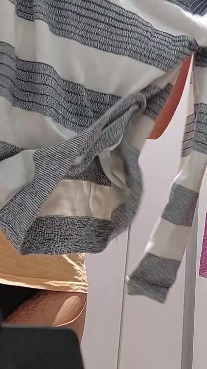 Spectacular moment from "Sexy brunette tries on clothes in fitting room. I'm looking at a hairy mom, hairy pussy, big tits,"