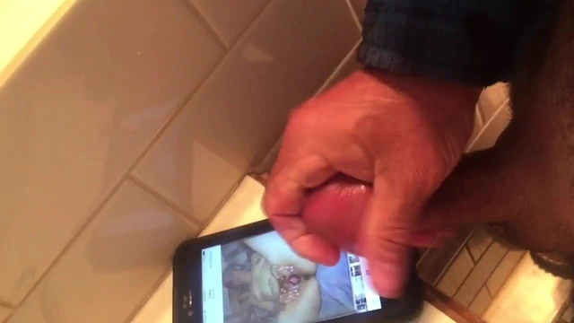 Cock wanking over a mixed race slut.