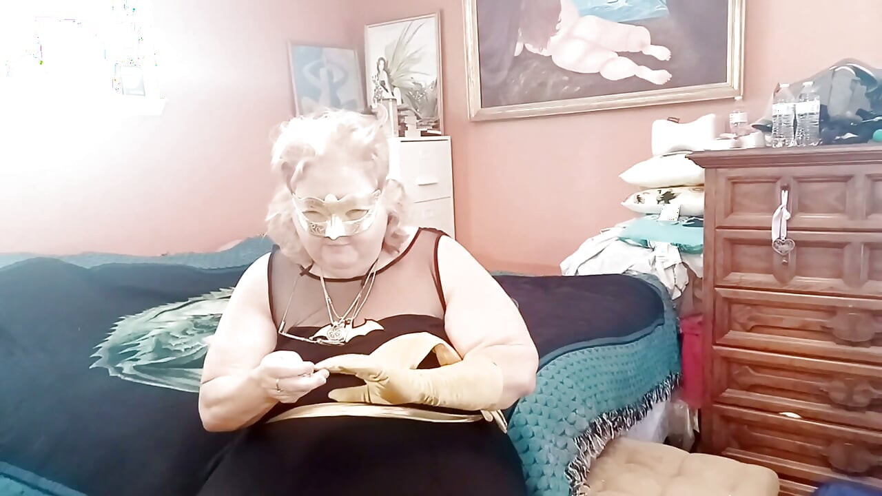 Satin Gold Gloves Fetish Play BBW Style