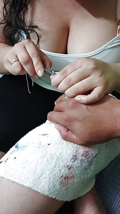 I can't resist touching the manicurist's tits