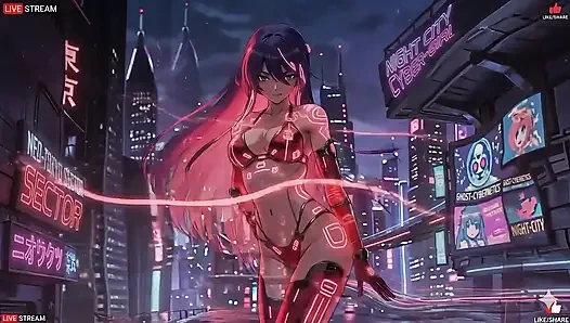 Sinnliches cyberpunk-mädchen im punk-stil - mehrere heiße szenen