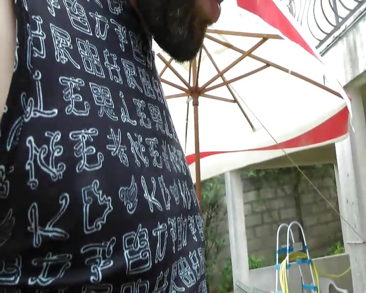 A Pretty Brunette Is Being Fucked by Three Big Cocks in the Garden.