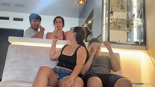 My stepbrother used my hole and cums on me while my stepdads are in the kitchen next door