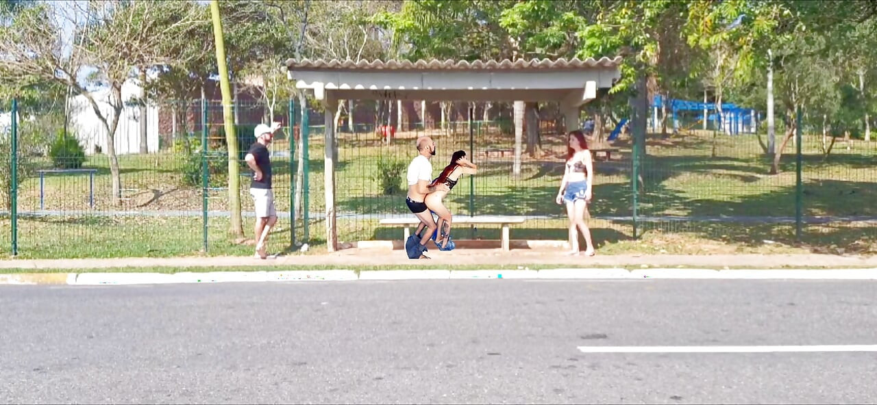 Sex In The Middle Of People Outdoors At The Bus Stop Lots Of Madness