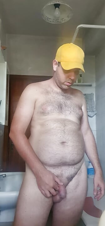 All naked with a yellow hat