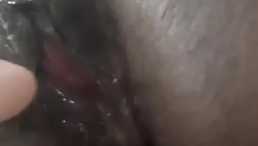 Closeup Fucking My Black Pussy with White Didlo