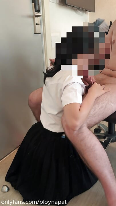 A cute Thai student in uniform get fucked by a big white dick after school