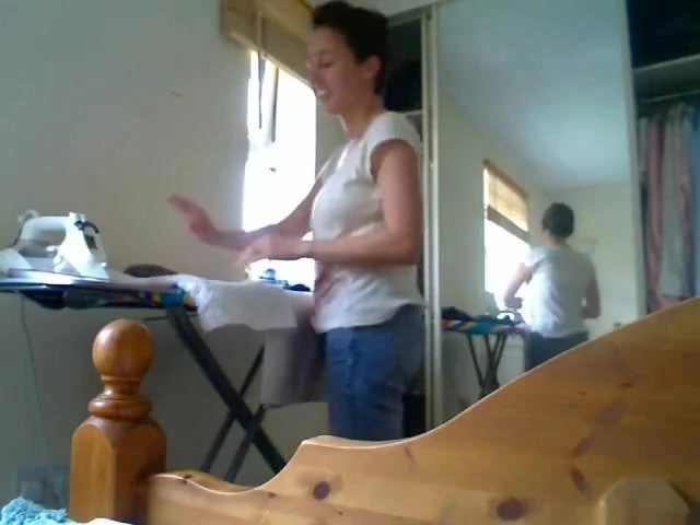 British girl rips a few farts whilst doing the ironing