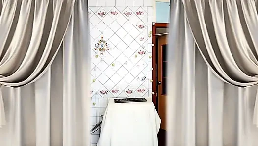 Ateşli ev hanımı lukerya mutfakta: büyük kalçalarıyla twerk yapıyor ve çaydan sonra vücuduyla oynuyor