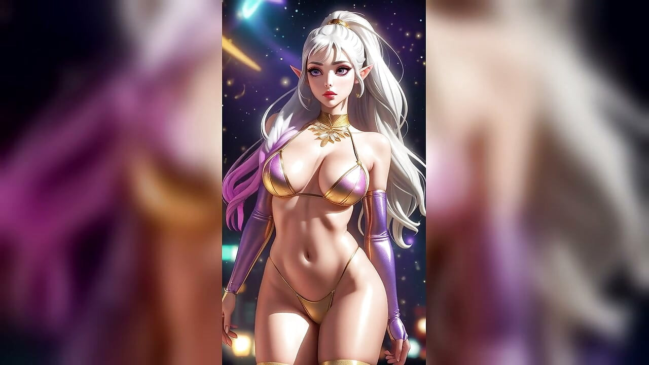 Gümüş Saçlı Elf Altın Bikini Dansı - Seksi AI Bebekler