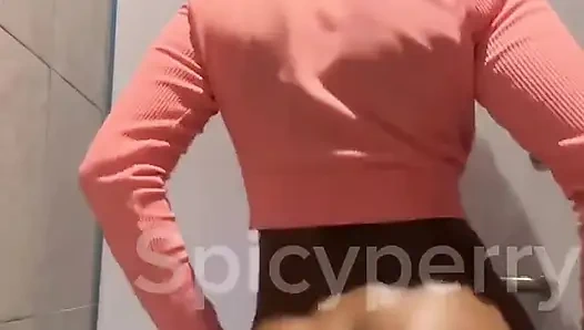 Hot Ebony Teen Peeing in a Public Toilet