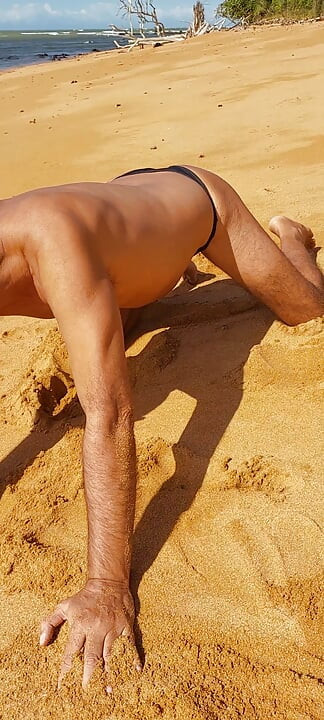 Ladysilva on the beach in panties showing off her hot ass
