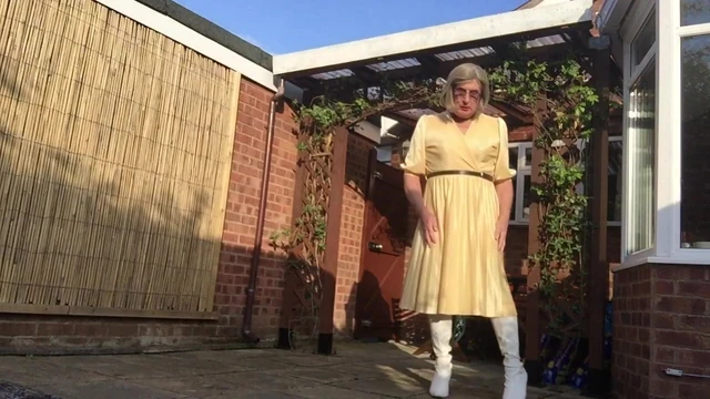 Johanna Clayton , Yellow Dress and White Boots