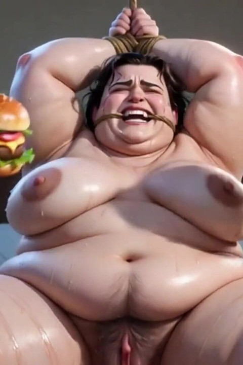 Fat Ugly Woman in Bondage - Food Degradation by Two Hot Girls