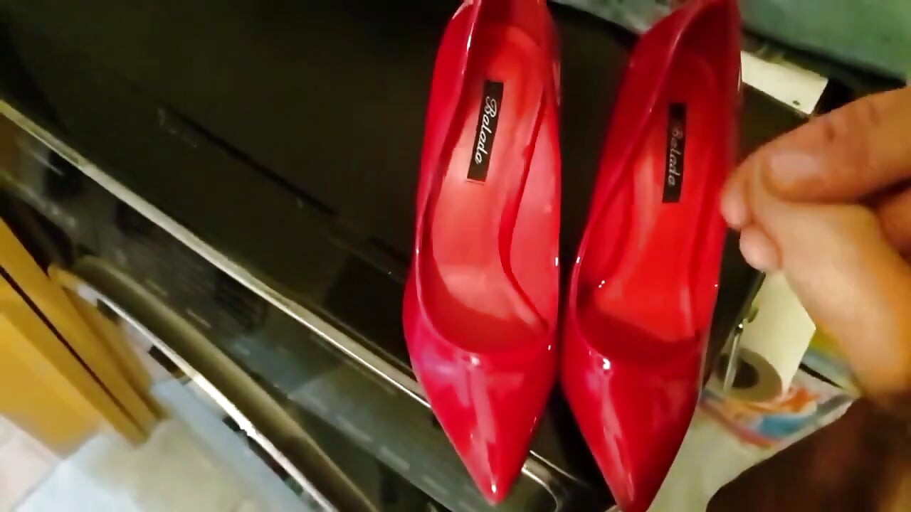 Red high heel my gf cum