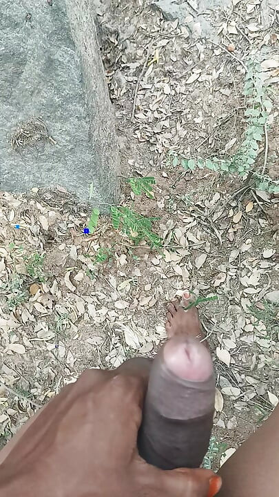 Tamil village boy flashing forest in old women