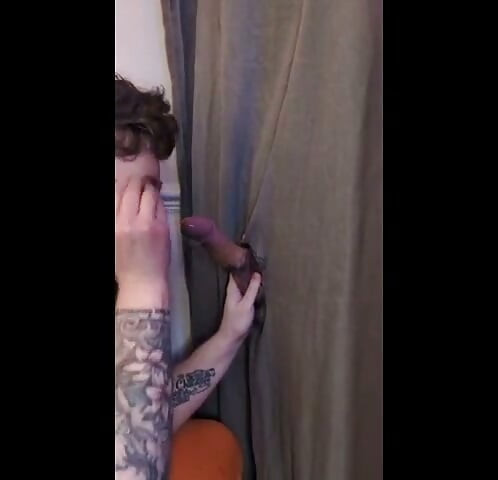 Deepthroating and facefucked at the gloryhole