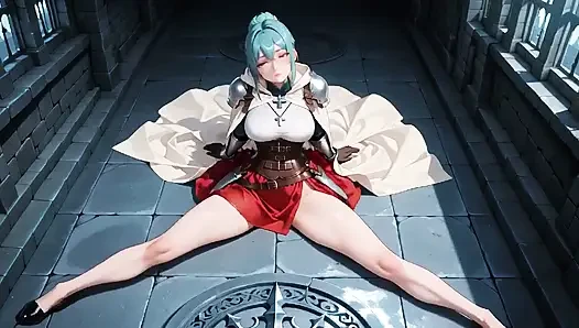 Green-haired Knight's Private Morning! Seductive Wetness Under Medieval Armor, Lazy Teasing From the Throne to the Tub