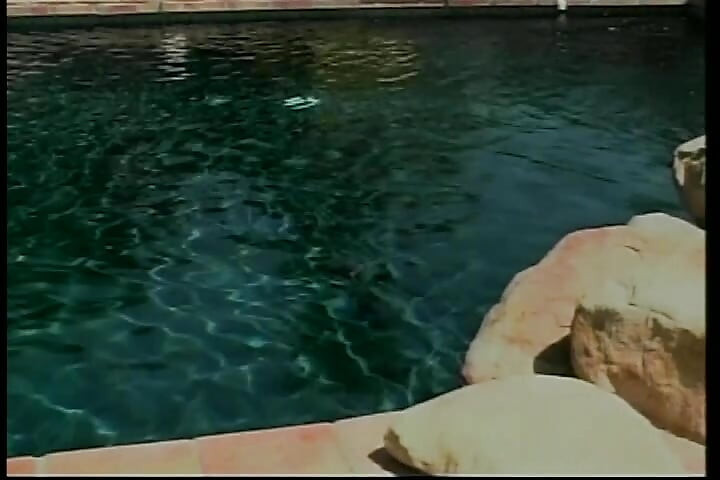 Platinum blonde MILF fucked wildly by the pool