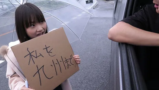 Japanese schoolgirl, Mikoto Mochida is sucking a stranger's
