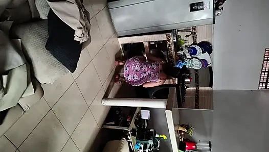 Colombian gets fucked by her stepson with big cock in the kitchen