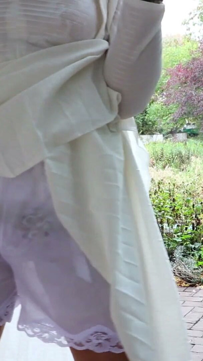 Wanking MILF In A Sheer Pleated Gown | Clip 1