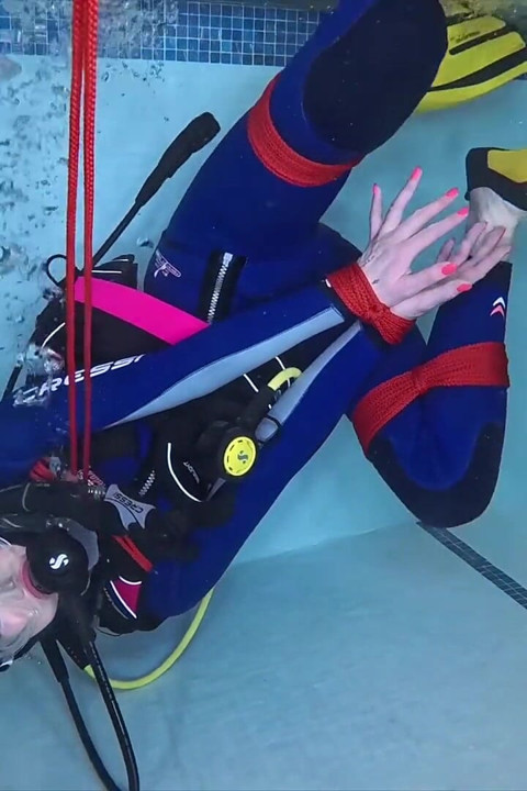 Underwater Bondage in Scuba Tied Tight & Dragged Through Water