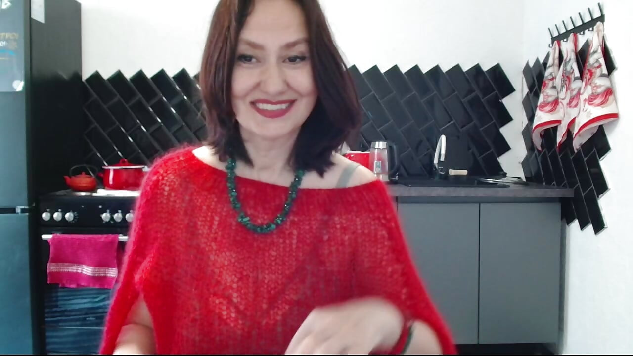 In fluffy mohair, sisis are visible and look sexy