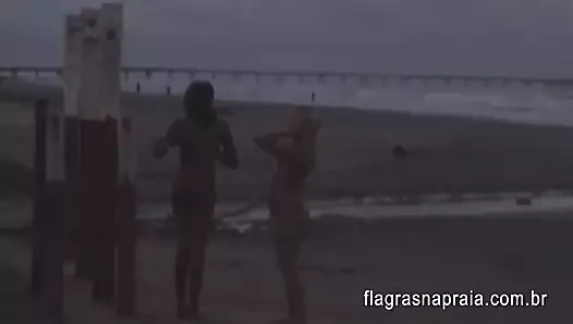 My wife's first time with another woman on the beach