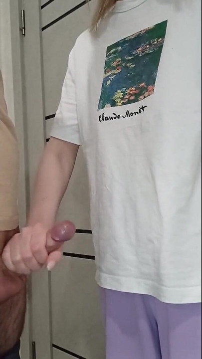 Stunning moment from "Stepmom's girlfriend jerks off young guy's dick at a family party"