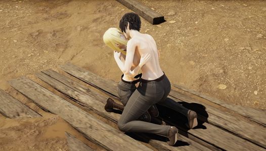 Mikasa x historia chill lésbicas beijando