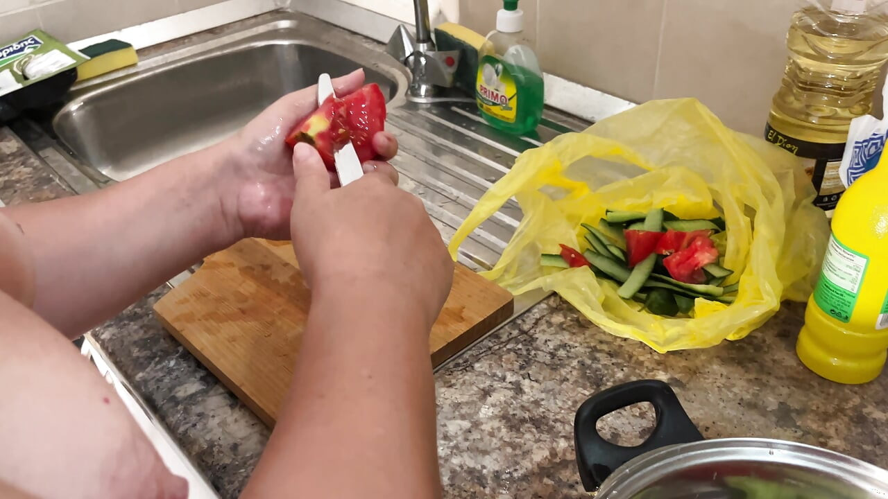 Zara Charm Striptease In Lingerie Making Lunch And Flashing Breasts